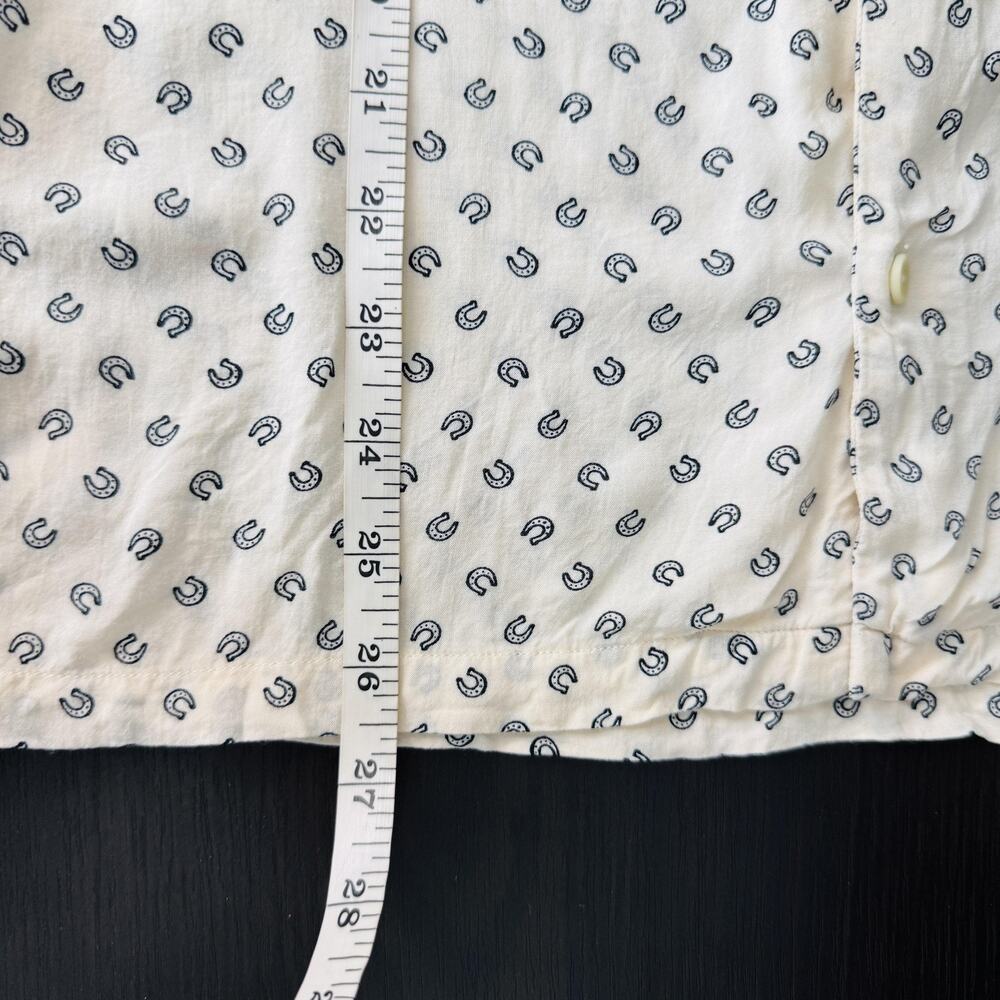 AllSaints Shirt Mens Medium Horseshoe Print Lucky Camp Collar Soft Button Up - Picture 9 of 10